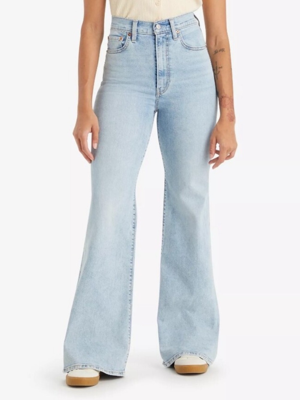 Levi’s Light Wash Ribcage Flare Wide Leg Denim Jeans